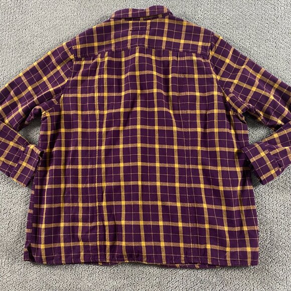 Duluth Trading Co Flannel Shirt Women's 2XL Cotton Purple Yellow Check Plaid - Picture 4 of 11
